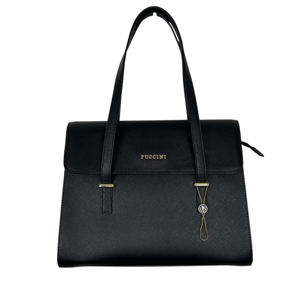 PUCCINI NWT Black Vegan Leather Shoulder Handbag - Picture 15 of 15
